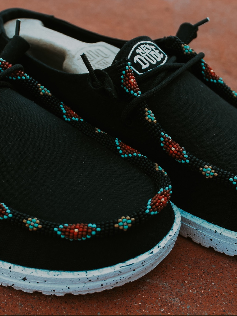 Hey Dude Black Slip-On Flats with Beaded Multicolor Accents
